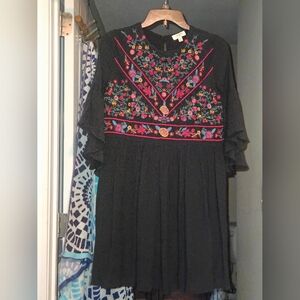 Umgee Black and Pink Embellished Sundress